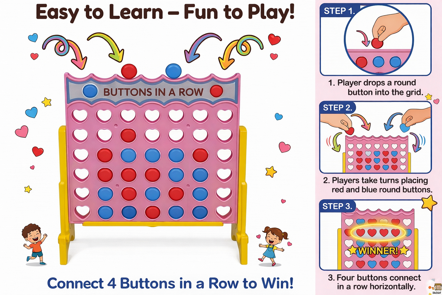 4 Hearts In A Row — The Family Strategy Game