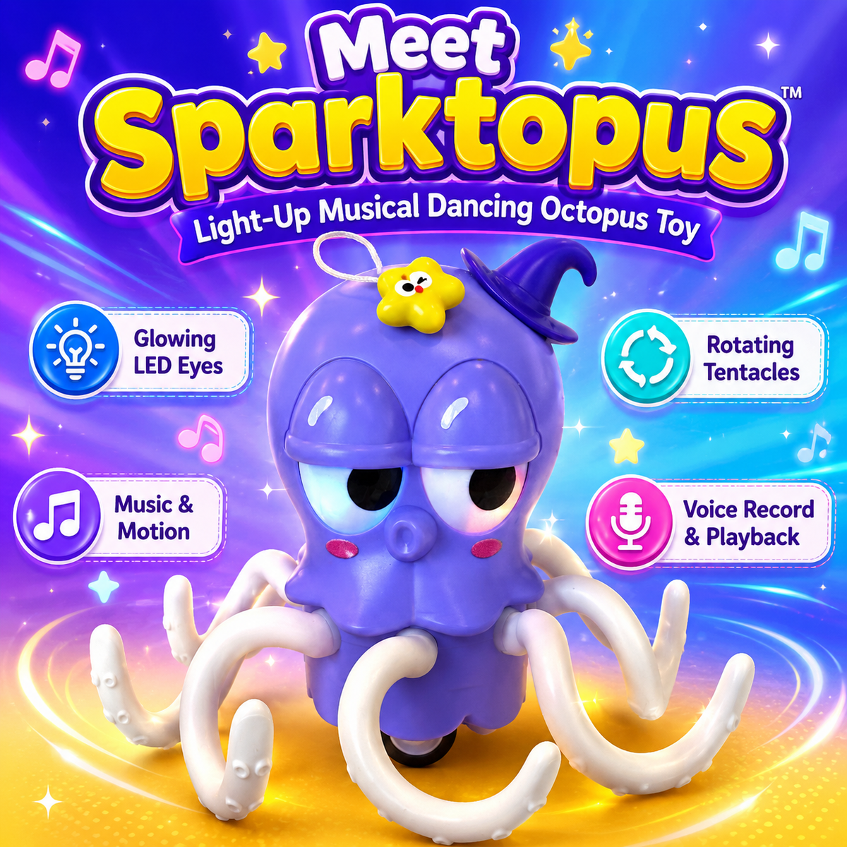 Sparktopus Light-Up Musical Dancing Octopus Toy